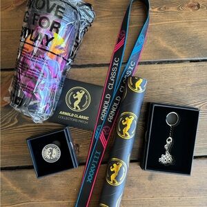 Arnold Classic Lanyard & Collectors Patch Set - Black, Blue, Pink